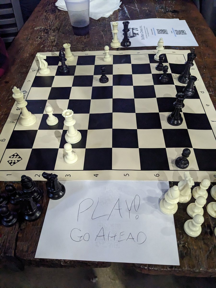 BuffaloChessInc's tweet photo. We brought a board to the Beartooth &amp; Trivium Concert at Riverworks. Metal enjoyers enjoy chess. https://t.co/ckITlNlHLX