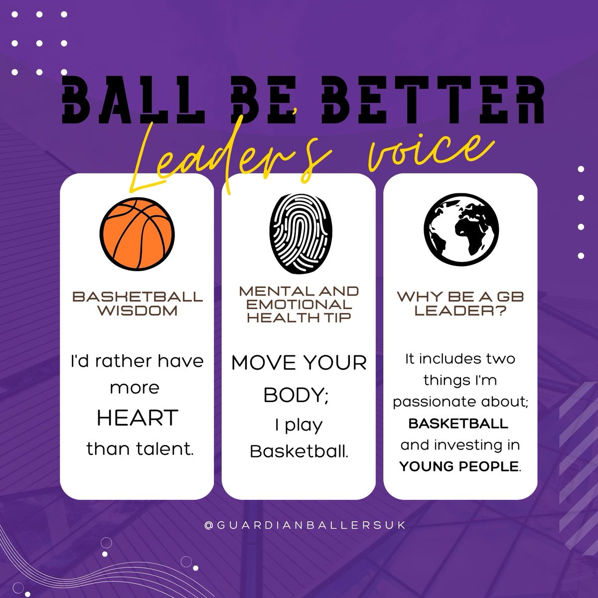 GuardianBallers's tweet image. Hello, I'm Gem 🖐️

The LEADERS SPOTLIGHT introduces you to the great people who are going into schools and empowering young people. #BallBeBetter

Gem brings priceless expertise to the team! 
SWIPE TO FIND OUT MORE.

#GuardianBallersUK #GBleaders #basketballcoach #jointheteam