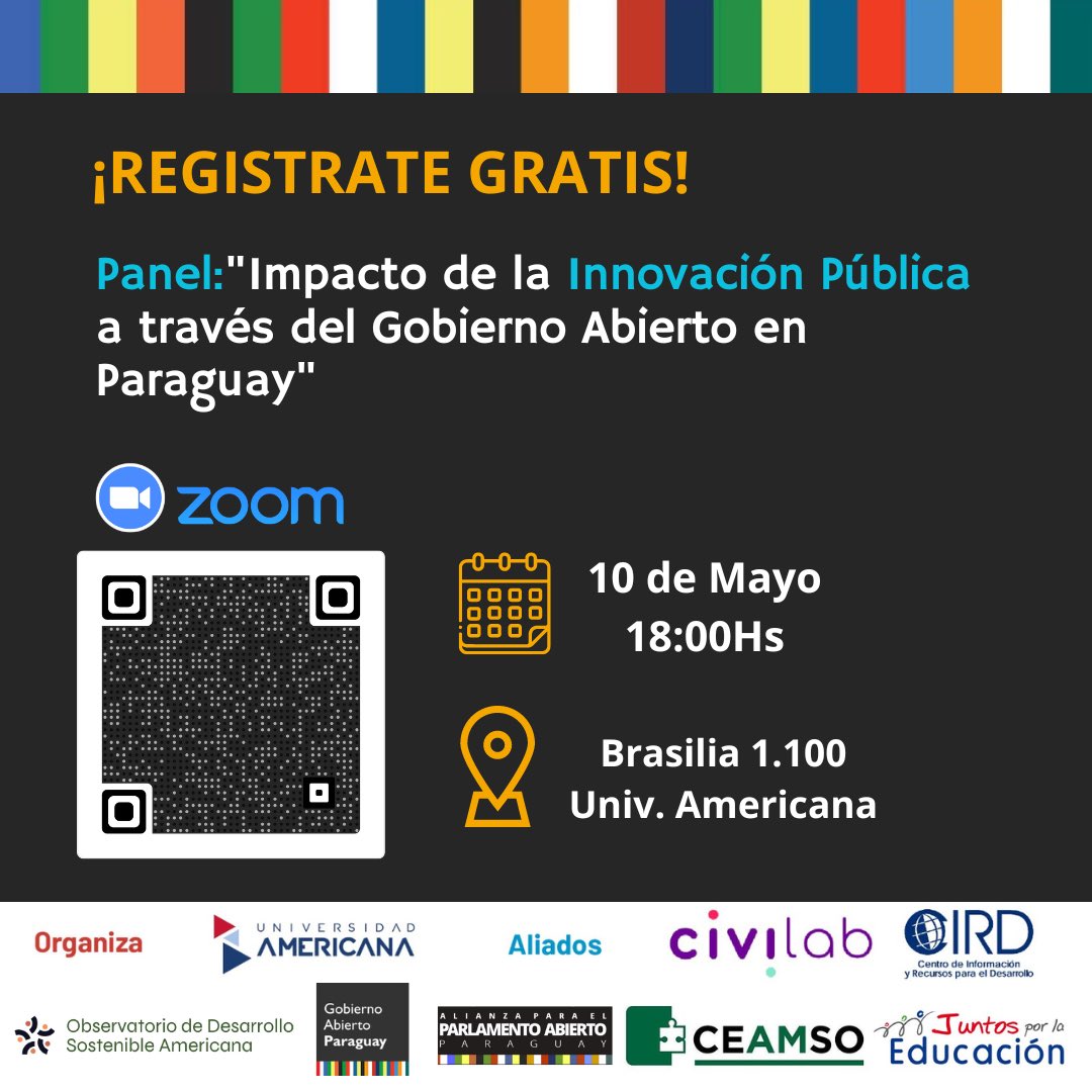 Llegó el día! ¡Te esperamos desde las 18:00Hs en la Universidad Americana! Entrada Libre y Gratuita! Si no podes asistir presencialmente, registrate acá y vamos a estar transmitiendo en vivo! bit.ly/OpenGovWeekPy
#GobiernoAbierto #DatosAbiertos #OpenGovWeek