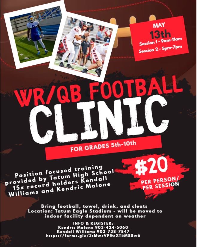 Looking for some young athletes in the 903 who are ready to improve their game in both mental and mechanical aspects of the game‼️ sign up with the link below. Feel free to call or text my number in the bottom of the poster.

docs.google.com/forms/d/10kZhi…