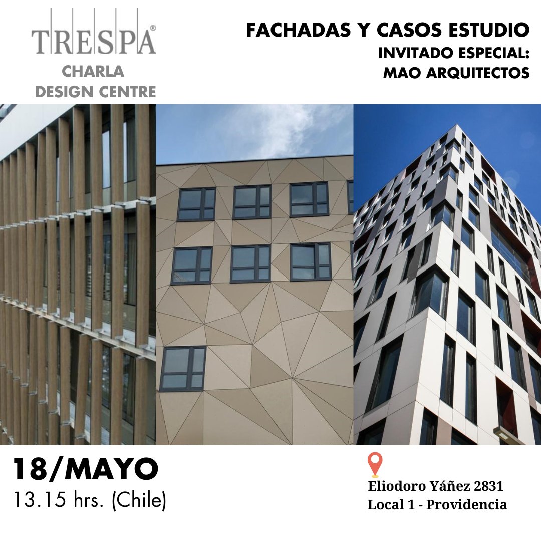 TrespaChile's tweet photo. Encuentro junto a 𝐑𝐨𝐝𝐫𝐢𝐠𝐨 𝐆𝐚𝐧𝐚 y muy especialmente con la visita de 𝐌𝐨𝐧𝐢𝐜𝐚 𝐀𝐥𝐯𝐚𝐫𝐞𝐳 𝐝𝐞 𝐎𝐫𝐨, socia de MAO Arquitectos.
Exquisito almuerzo cocktail al finalizar la charla.
*Cupos limitados
Inscríbete aquí: https://t.co/hGRBvcVNsF
#ThinkTrespa https://t.co/Z5fmFZtkzo