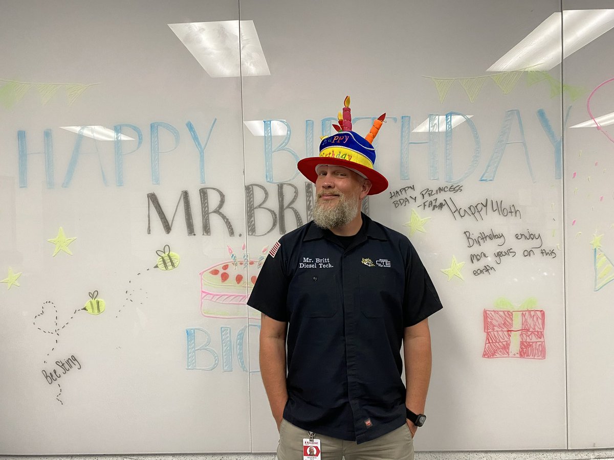 BlansonCTEHS's tweet photo. Happy Birthday to our Teacher of the Year, Mr. Britt!

#BlansonBold #BlansonGold #BlansonReady  #BlansonProud
#BacktoBasics #Aldineconnected 
@AldineISD @AldineCTE @BenIbarraCTE @Blanson_Diesel https://t.co/Qr0JSITlSB