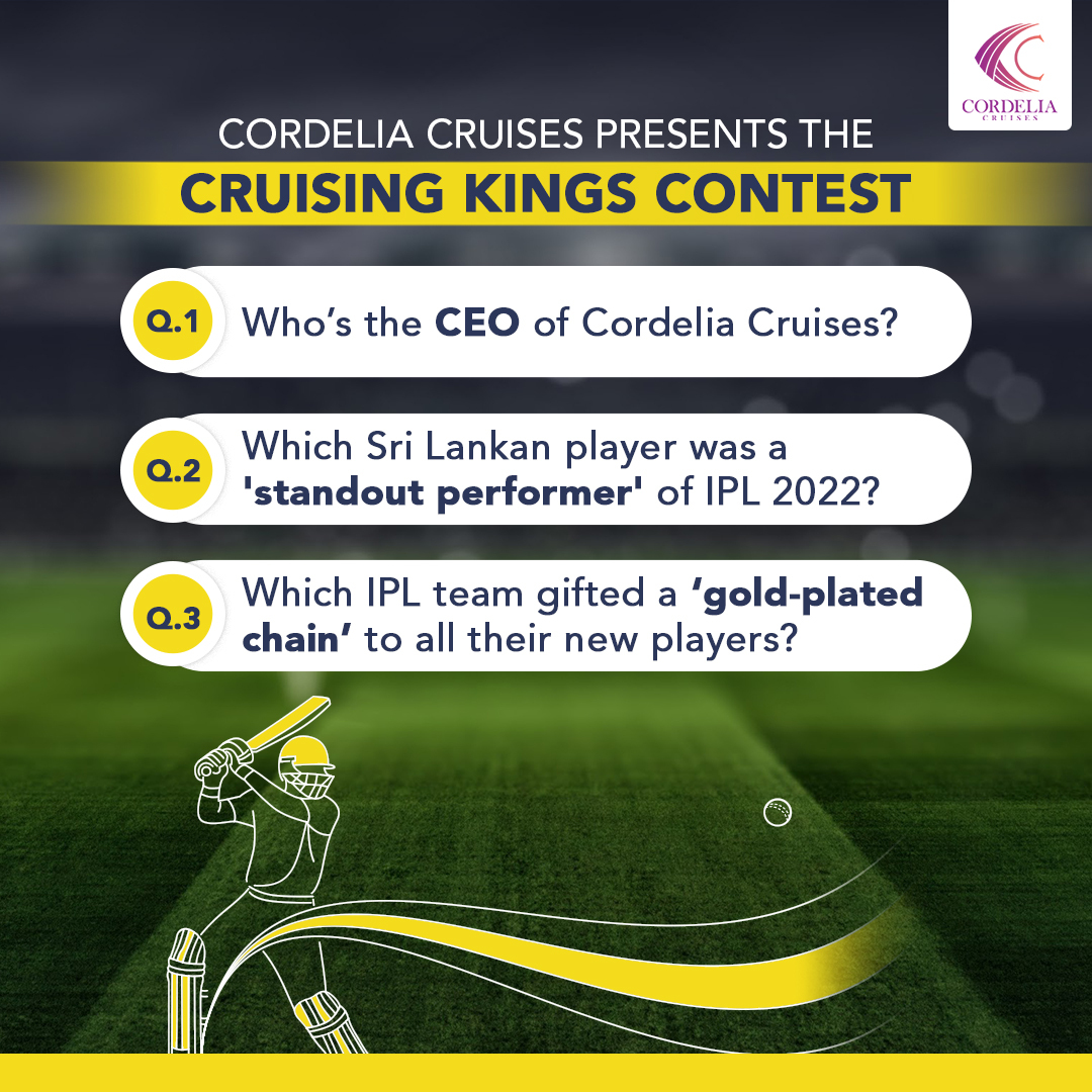 It's time for round 8 of our #CrusingKingsContest giveaway! All you have got to do to win a cruise vacation for 2 from Chennai is answer 3 simple questions!* Get answering Now! ( Participation open for the next 24 hours )