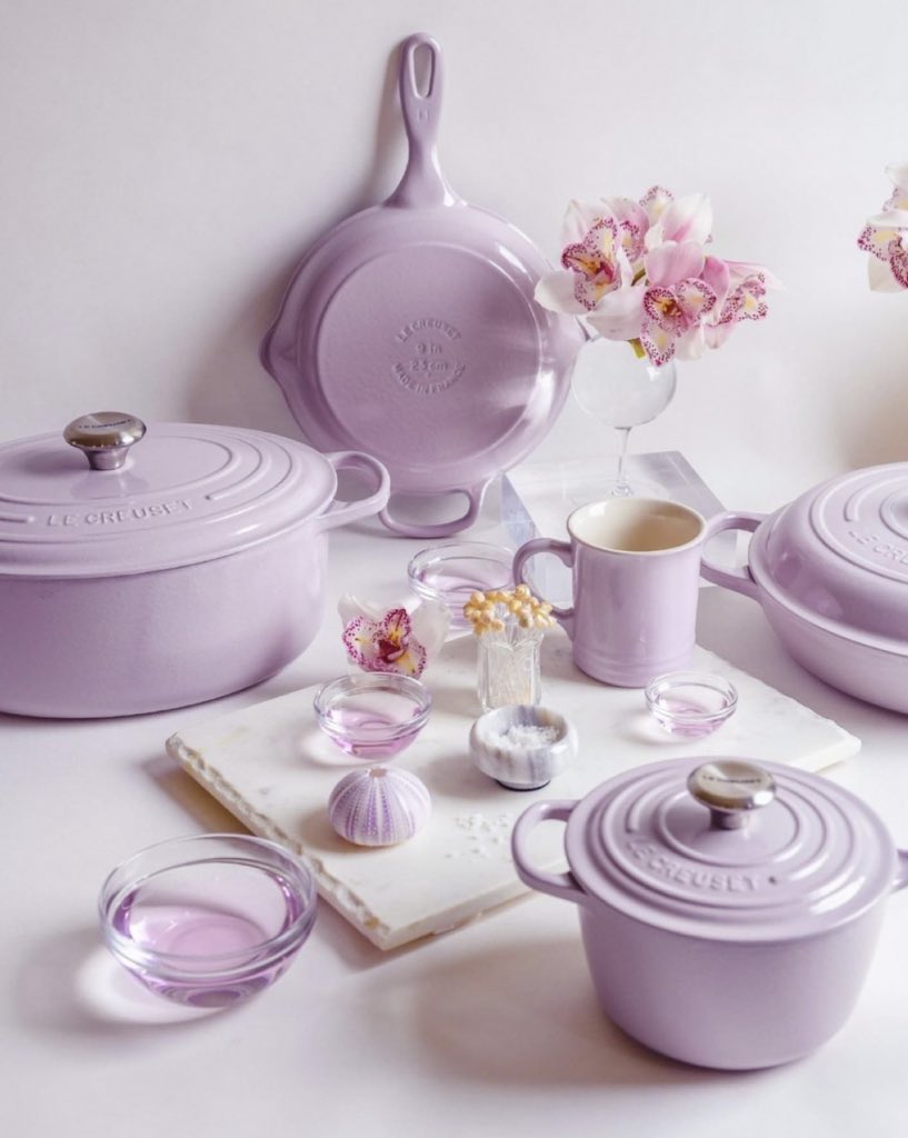 normalmadeline's tweet photo. the new Le Creuset color in “Shallot”… how fab https://t.co/gfBMp929S2