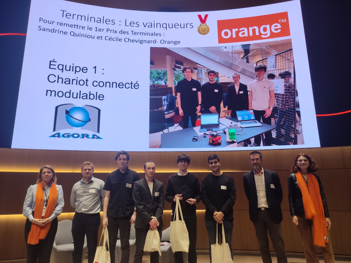 Le lycée Agora de <a href="/villedeputeaux/">Ville de Puteaux</a> remporte cette finale académique 2023 des #OlympiadesSI de l'académie de <a href="/acversailles/">Académie de Versailles</a> chez <a href="/orange/">Orange</a> pour le concours des Terminales. Bravo !!! 🥇
<a href="/MathWorks/">MathWorks</a> <a href="/RSOnlineFR/">RS France</a> <a href="/upstifr/">UPSTI</a> <a href="/AFDET1/">AFDET</a>