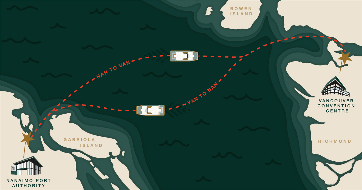 Location matters. Get quick access to #Nanaimo's finest hotels near the Nanaimo Convention Centre and #Vancouver's entire downtown core and transit systems for efficient travel to hockey games, concerts, restaurants, &amp; more! 💨

#SayHullo #FastFerry #HulloFerries