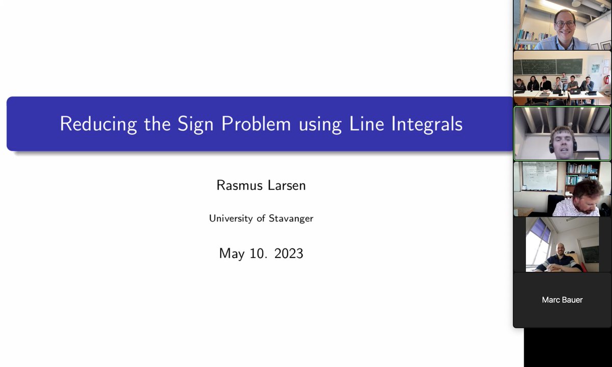 rothkopfAK's tweet photo. Excited to see so many colleagues attend the 2023 @UniStavanger - @UniHeidelberg #lattice seminar series today. Started with flash talks from group members: news on taming the #signproblem for fermions & real-time sims using complex Langevin & novel strategies. @forskningsradet https://t.co/Ge1HJsv2Zr