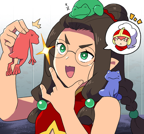 お題「たまねぎ剣士」「カエル必須パーティー」「学者でみやぶる」
 #FF3_浮遊大陸ワンドロ