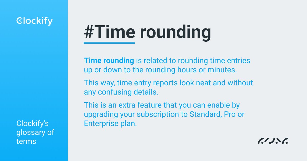 Clockify's tweet photo. Ever heard of #timerounding?💫
It is a clever way for supervisors to modify employee work hours to simplify this data for payroll💴
Employers can use this tool to avoid paying for labor that isn't performed — as long as they comply with U.S. Federal Law⚖️ https://t.co/hGk97wJxl3