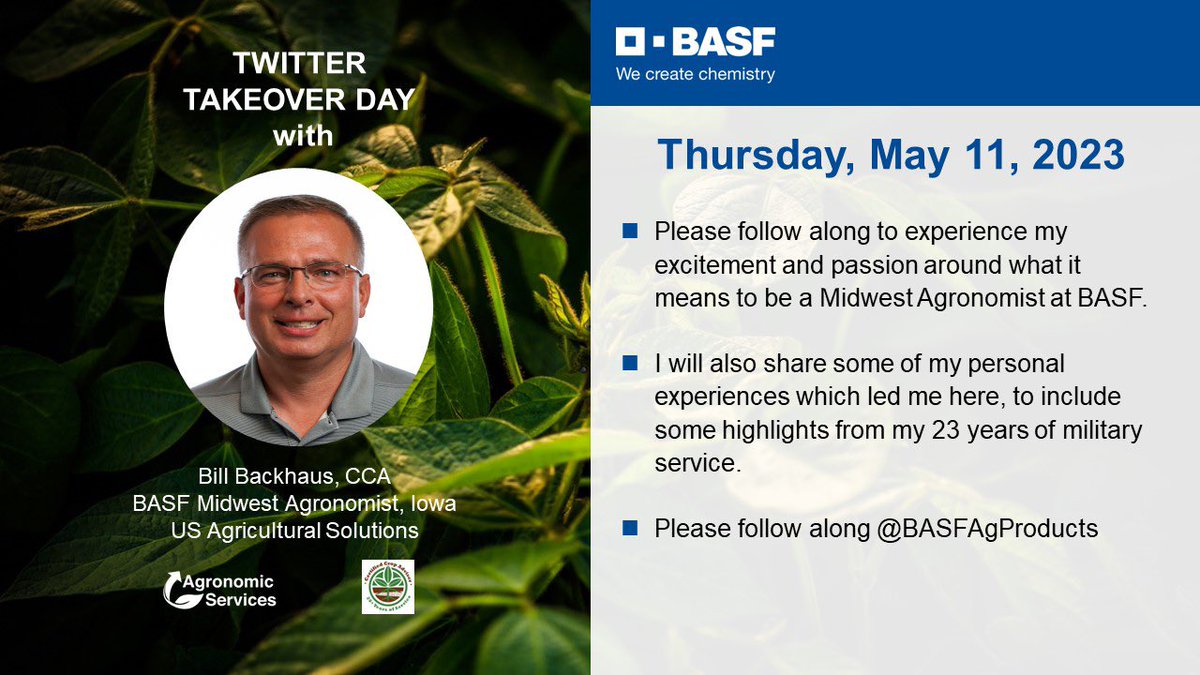 Please join me tomorrow - Thursday 5/11/23 - when I am taking over @BASFAgProducts #AgTwitter!  Please follow along for a fun filled day, with some surprise guests, while we explore the #BiggestJobOnEarth!  I’m looking forward to your questions and comments!