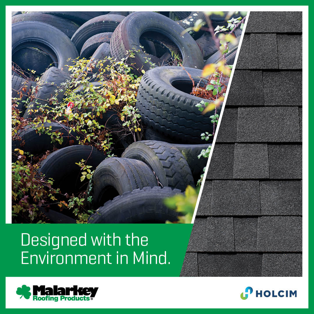 MalarkeyRoofing's tweet photo. We are proud to be the #pioneers of rubberized asphalt shingle technology here at Malarkey. Our cleaner, longer-lasting shingles use upcycled rubber that is both eco-friendly and #sustainable ♻️. @Holcim https://t.co/8g6dMISPFr