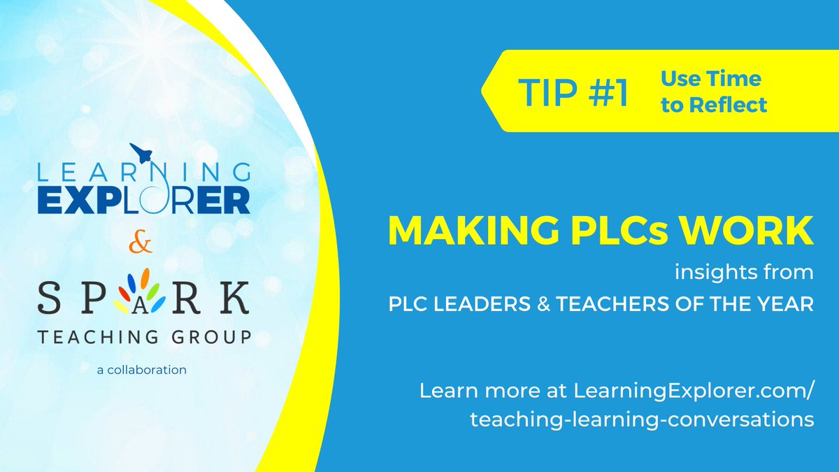 Re-envisioning your PLC? We've partnered w/ Spark Teaching Group to share expert tips from Teachers of the Year🔆Tip 1 from 2014 Georgia #TeacherOfTheYear <a href="/JemellehCoes/">Jemelleh Coes, Ph.D.</a>🔆"Use Time to Reflect" ow.ly/TkJ350Ok2UB
#instructionalcoach #educoach #teacherappreciationweek