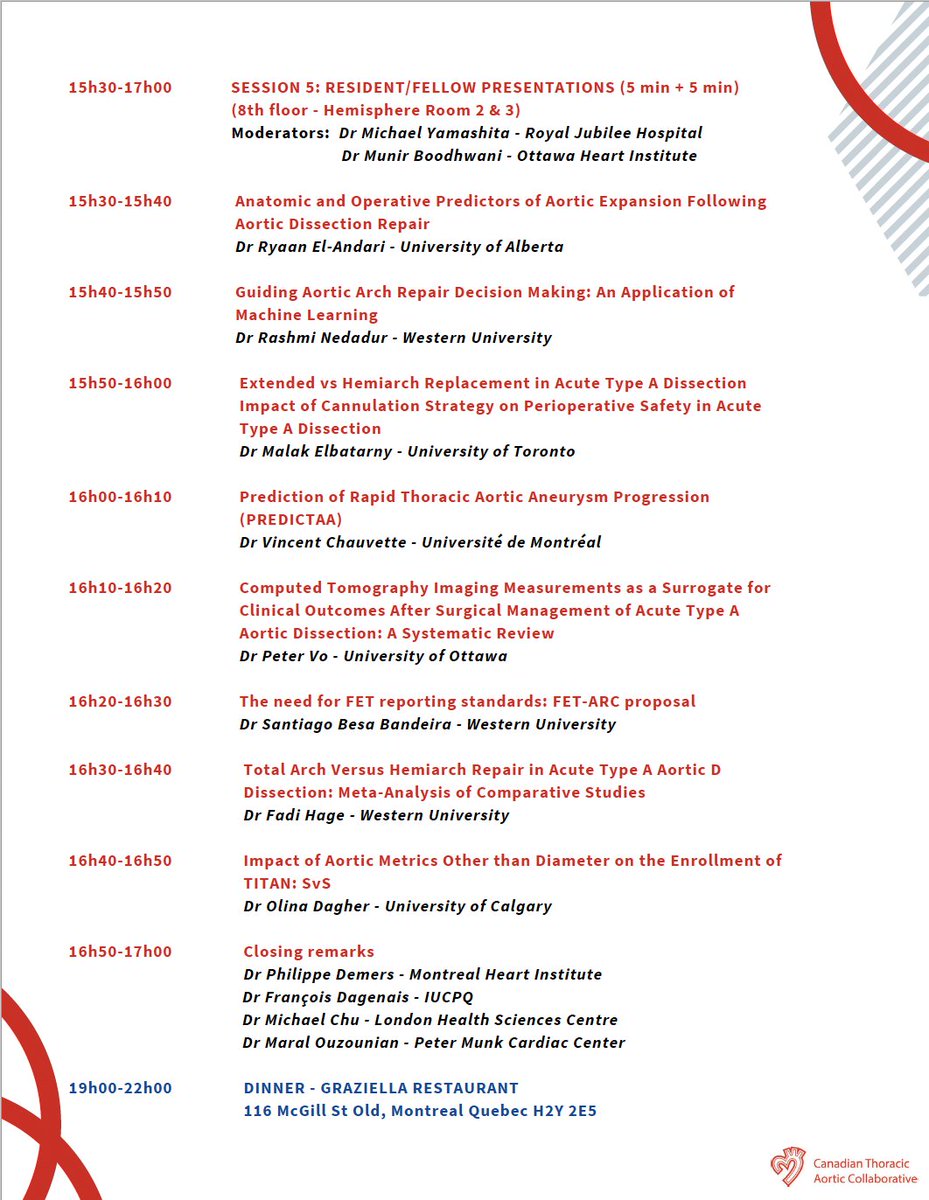 Excited about the upcoming 10th Annual Canadian Aortic Thoracic Collaborative Meeting this week!  It will be a great opportunity to share, learn and continue the tradition as one of the most interactive meetings! We grow together and build the future with our trainees! 1/2