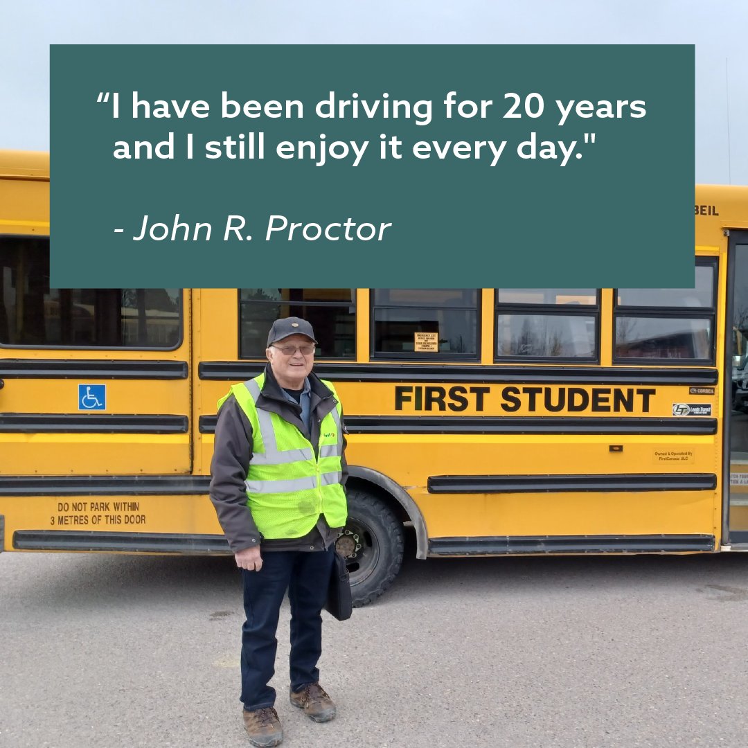 stsco_ca's tweet photo. "After I retired, I saw an advertisement for a school bus driver, it was 2 hours of work in the morning and 2 hours of work in the afternoon and summers off." John R. Proctor @FirstStudentInc 

Apply today! https://t.co/kobaJWUnAj

#DriveYellowstsco #SchoolBusDriver #firststudent https://t.co/8QtN2BeLyo