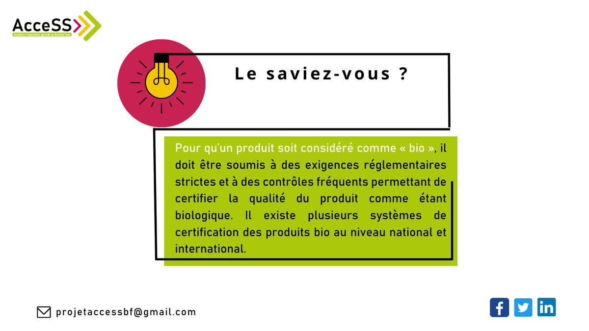 AccessProjet's tweet photo. #ProjetAcceSS #BurkinaFaso #DeSIRA #UE
Le terme #bio est abusivement employé sous nos cieux. Quand est-ce qu’un produit est considéré comme #ProduitBio ?
👇🏾 https://t.co/PTtsjnXbq5