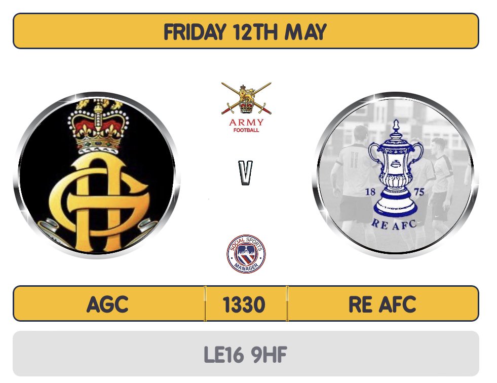 The final game of the season for our Women. Who travel to Leicestershire to face bottom of the league <a href="/agc_football/">AGC Football Club</a> 

A win or draw will secure our position in the top division next season. 

<a href="/Proud_Sappers/">Corps of Royal Engineers</a> <a href="/Corpsarmymusic/">British Army Music</a> <a href="/ArmyAirCorps/">The Army Air Corps</a> 

<a href="/CorpsColRE/">Corps Col RE</a> <a href="/ReaController/">Royal Engineers Association</a> @alanJmason