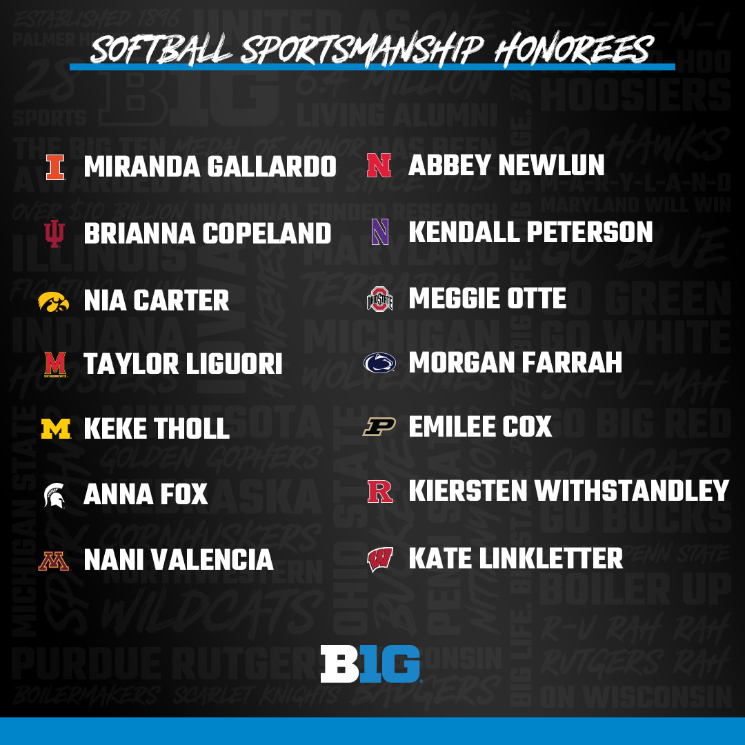 🏅A 𝘽𝙄𝙂 shoutout to the #B1GSoftball Sportsmanship honorees!
