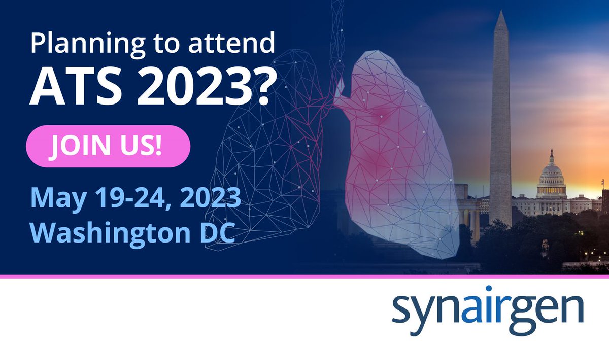 Synairgen (@synairgenplc) on Twitter photo For #Media #Investors #Attendees
Attending #ATS2023? Join our VP Non-Clinical Operations, Victoria Tear on Saturday, May 20th for an oral presentation and poster at Marriott Marquis Washington DC at 2:00pm ET rb.gy/991c5 For #Media #Investors #Attendees
Attending #ATS2023? Join our VP Non-Clinical Operations, Victoria Tear on Saturday, May 20th for an oral presentation and poster at Marriott Marquis Washington DC at 2:00pm ET rb.gy/991c5
