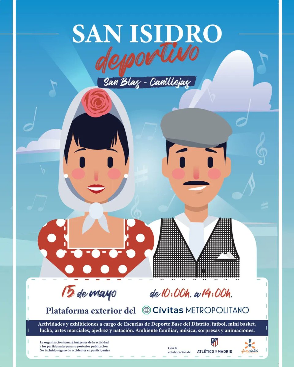 fundeba's tweet photo. SAN ISIDRO DEPORTIVO 🧡

Con motivo de la celebración del patrón de la ciudad de Madrid, San Isidro, Fundeba y el Atlético de Madrid han llegado a un acuerdo de colaboración para ofrecer una jornada deportiva matinal en la plataforma exterior del Estadio Cívitas Metropolitano. https://t.co/1E6Y3h0gy7