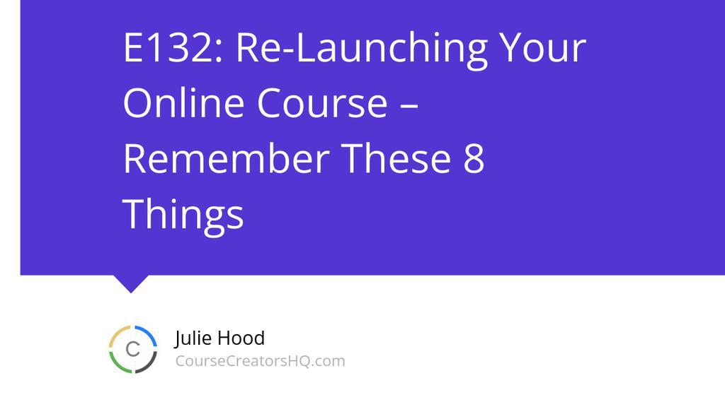 juliehood's tweet image. Here are 8 ideas to make re-launching much, much easier!

More here 👉 CourseCreatorsHQ.com/132

#LaunchYourCourse #CourseCreatorsHQ #OnlineCourses