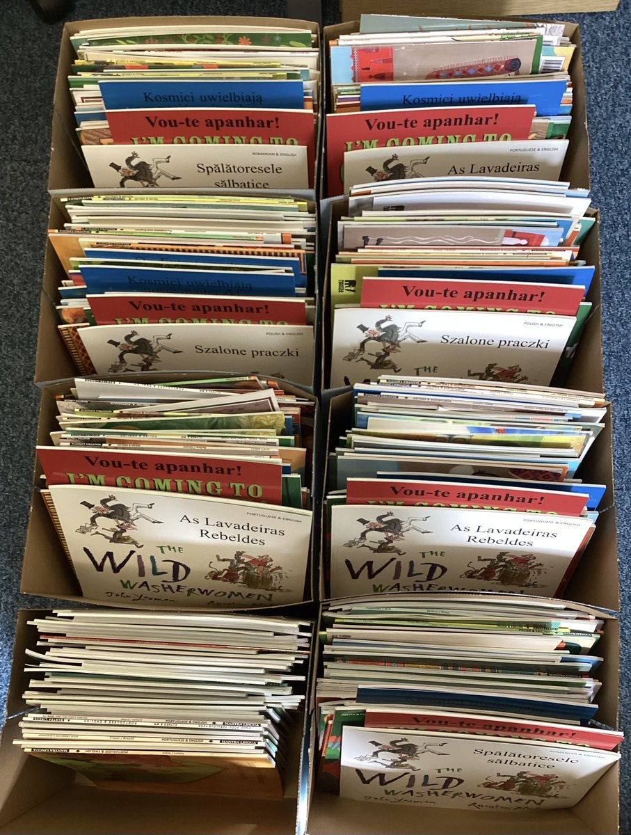 Preparing  bilingual book deliveries  to Jersey primary schools to celebrate the launch of The Jersey Language Policy for Education one year ago <a href="/mantralingua/">Mantra Lingua</a>  #multilingualbooks  #languagepolicy