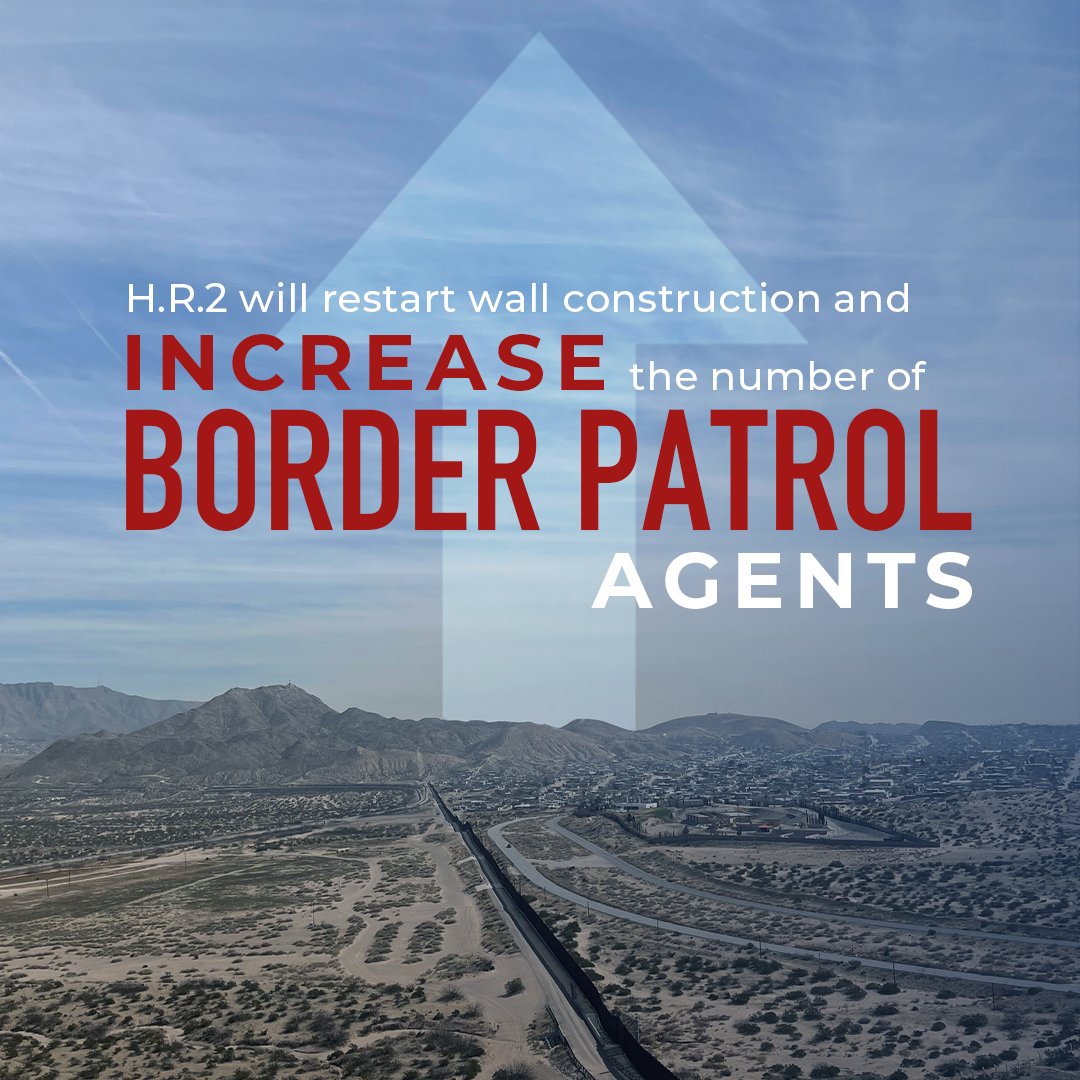 Months ago, the House passed the strongest border security bill in history—HR2, The Secure the Border Act. It would immediately: ➡️ Restart wall construction ➡️ Increase the number of border patrol agents Time for Democrats to do their job & stop ignoring Biden's border crisis.