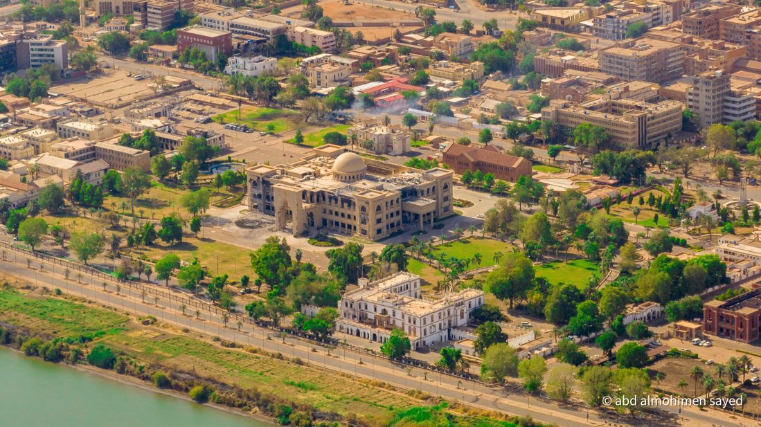 Photo taken by @abd00oo77 today shows the Republican Palace complex in Khartoum after the RSF claimed its “complete destruction” by the Sudanese air force