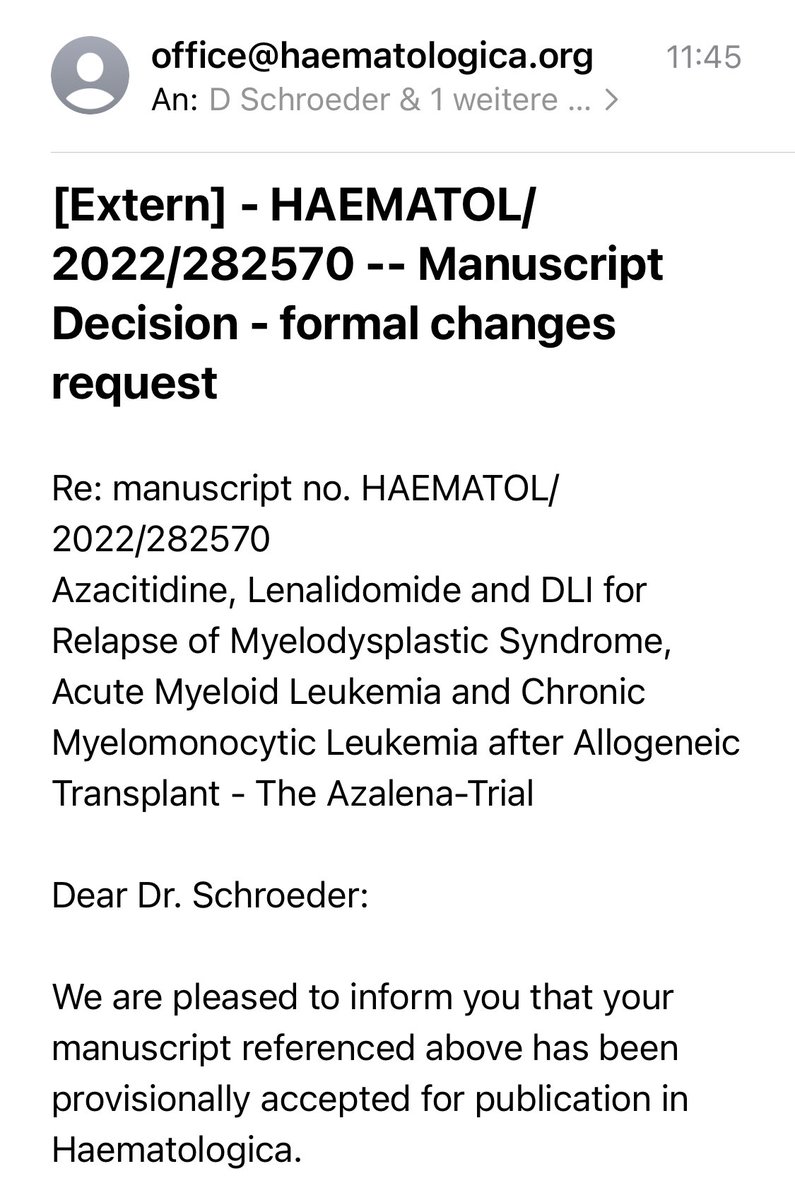 Thomas Schroeder (@tschroedee) on Twitter photo Sometimes good things take while…potential new option for AML or MDS relapse after transplant! The AZALENA trial <a href="/UniklinikDUS/">Uniklinik Düsseldorf</a> <a href="/UniklinikEssen/">Uniklinikum Essen</a> <a href="/HamatologieUk/">Hämatologie und Stammzelltransplantation, UK-Essen</a> Sometimes good things take while…potential new option for AML or MDS relapse after transplant! The AZALENA trial <a href="/UniklinikDUS/">Uniklinik Düsseldorf</a> <a href="/UniklinikEssen/">Uniklinikum Essen</a> <a href="/HamatologieUk/">Hämatologie und Stammzelltransplantation, UK-Essen</a>