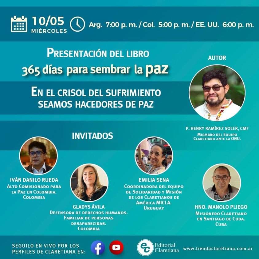 📘 𝙀𝙙𝙞𝙩𝙤𝙧𝙞𝙖𝙡 𝘾𝙡𝙖𝙧𝙚𝙩𝙞𝙖𝙣𝙖 𝙥𝙧𝙚𝙨𝙚𝙣𝙩𝙖 𝙚𝙡 𝙡𝙞𝙗𝙧𝙤, 365 𝙙𝙞́𝙖𝙨 𝙥𝙖𝙧𝙖 𝙨𝙚𝙢𝙗𝙧𝙖𝙧 𝙡𝙖 paz

🤔 ¿𝐂𝐨́𝐦𝐨 𝐩𝐚𝐫𝐭𝐢𝐜𝐢𝐩𝐚𝐫?

📲 Facebook 👇
fb.me/e/Hqb9SWhI

📲 YouTube 👇
youtube.com/watch?v=VOHWP_…