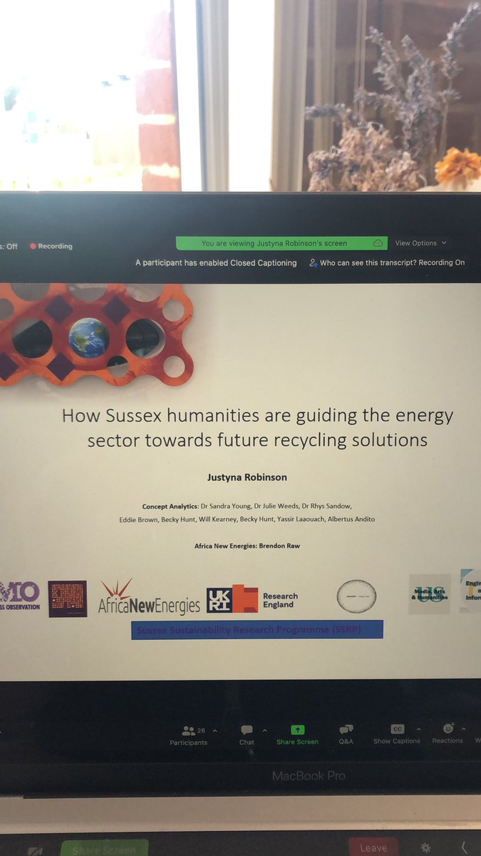 “How Sussex humanities are guiding the energy sector towards future recycling solutions” presented by <a href="/RobinsonJustyna/">Justyna Robinson</a> is our next presentation