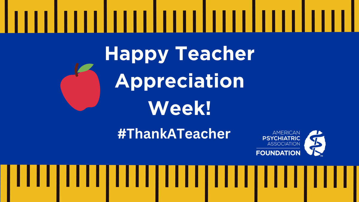 PsychFoundation's tweet photo. Will you #ThankATeacher today? It’s Teacher Appreciation Week, but we’re grateful all year for educators, who play a vital role in supporting youth mental health. Tag a teacher you appreciate! https://t.co/LfOMBMhJGV