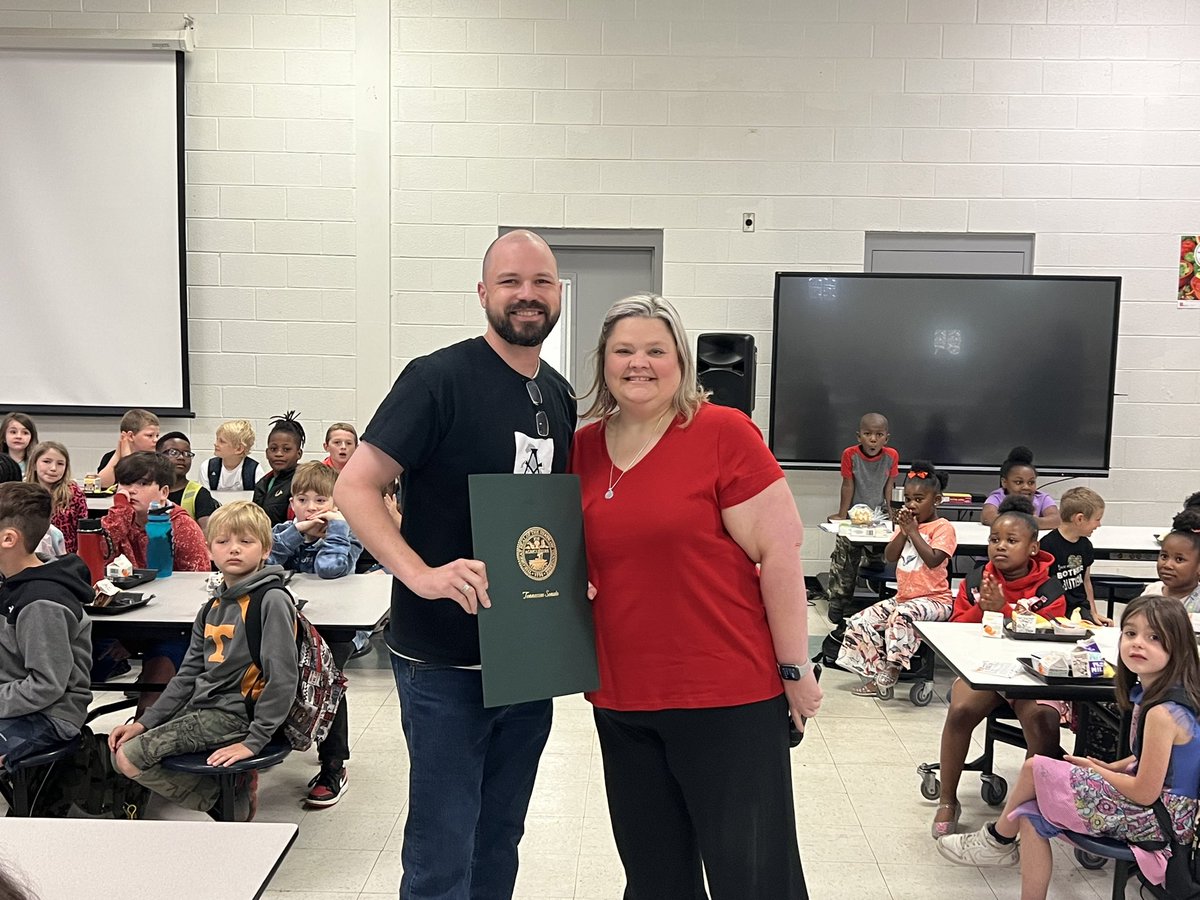 LMESTigerNation's tweet photo. Congratulations to our teachers of the year - Ms. Whitefoot and Mr. Mullins! @Supt_Hamlett @FCPSchoolsTN https://t.co/PHG5Say1mN