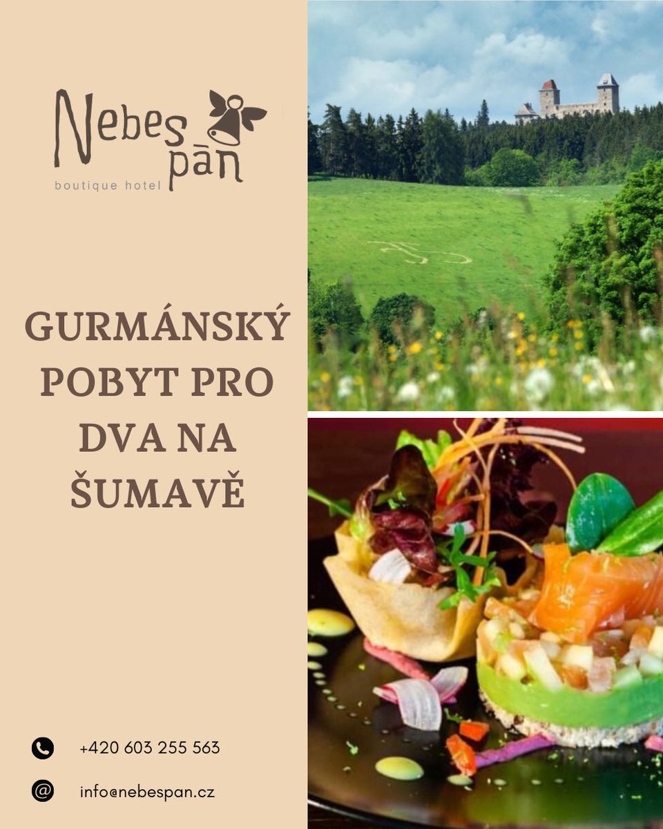 Nebespancafe's tweet photo. Gurmánský pobyt pro dva na 1️⃣či na 2️⃣noci.Užijete si romantiku Šumavy a vychutnáte si pochoutky v podání našeho francouzského šéfkuchaře.Bližší informace a rezervace zde: https://t.co/SI4gH61TB6

#nebespan #kasperk #ubytovani #amazingplaces #sumava #sumavaturismus #gastro #piknik https://t.co/pNAaYELW4T