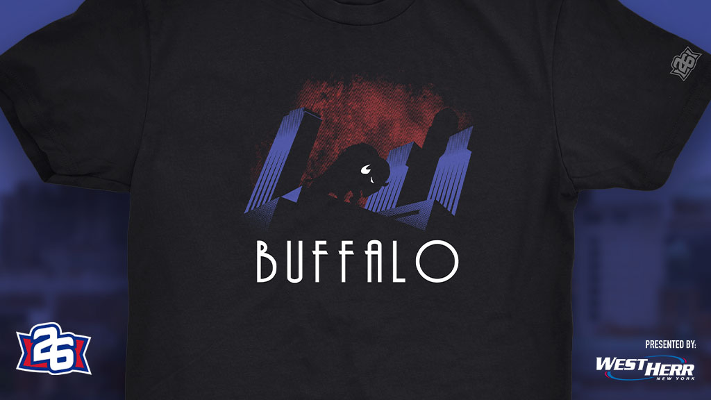 26shirts's tweet photo. GONE after tomorrow! Order "The Animated City" now and do good for Reese Wagner! Come Monday, we’ll be on to a new design and a new beneficiary. Presented by @WestHerr: https://t.co/E5ECr8Fu5d #BillsMafia #GoBills #Buffalo https://t.co/BmTSj4CmWV