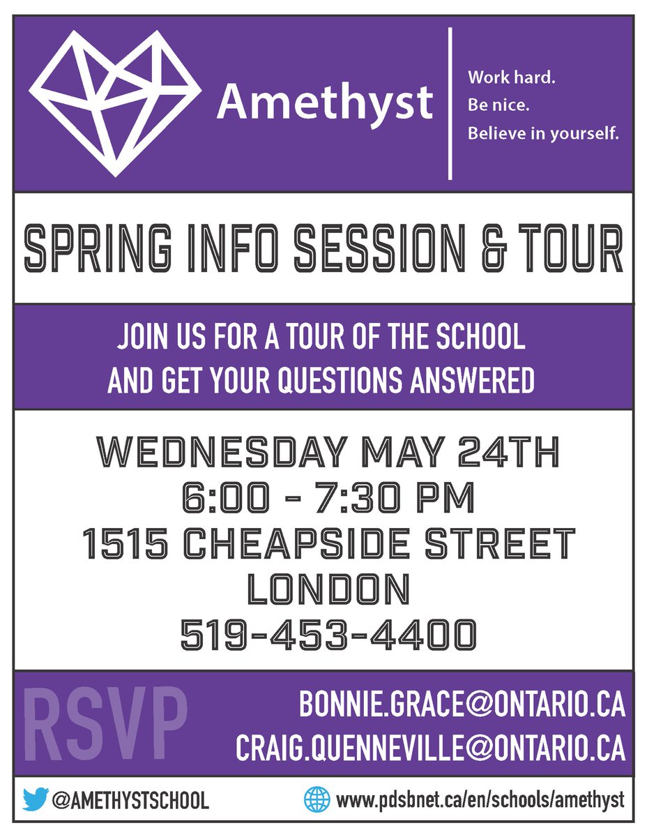 We are hosting an information session and tour on May 24th. We look forward to meeting potential applicants, families and school board staff!