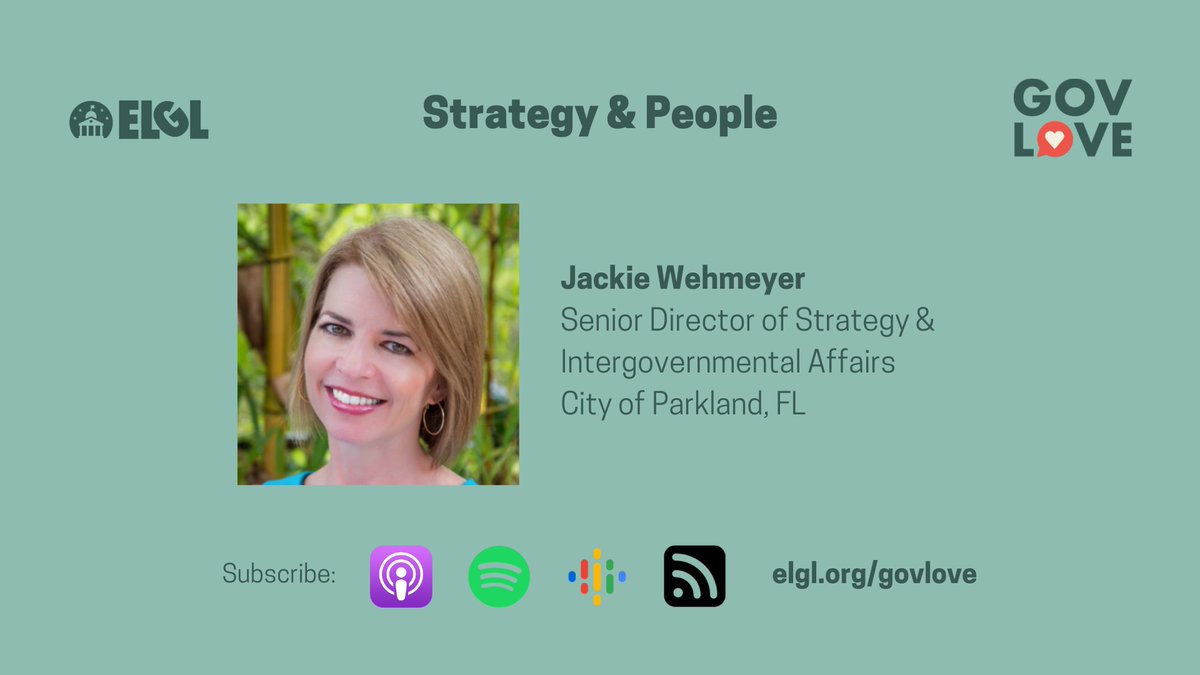 GovLove 🎙 (@govlovepodcast) on Twitter photo We sat down with Jackie Wehmeyer to talk all about her work at <a href="/CityParklandFL/">CityParklandFL</a>. She talked about how human resources has changed during her career, changing jobs, and engaging with City partners.
🎙️ elgl.org/podcast-strate… <a href="/ELGL50/">ELGL: Engaging Local Government Leaders</a> <a href="/benkittelson56/">Ben Kittelson</a> We sat down with Jackie Wehmeyer to talk all about her work at <a href="/CityParklandFL/">CityParklandFL</a>. She talked about how human resources has changed during her career, changing jobs, and engaging with City partners.
🎙️ elgl.org/podcast-strate… <a href="/ELGL50/">ELGL: Engaging Local Government Leaders</a> <a href="/benkittelson56/">Ben Kittelson</a>
