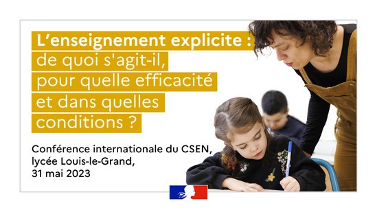 Inscrivez-vous à la prochaine #conférence internationale du #CSEN !

"L'enseignement explicite : de quoi s'agit-il, pour quelle efficacité et dans quelles conditions ?"

📆Mercredi 31 mai 2023
🏫Lycée Louis-le-Grand, Paris 5ème

Programme et inscriptions : reseau-canope.fr/lenseignement-…