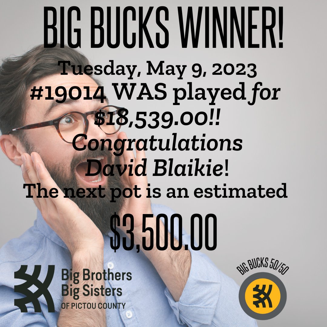 bbbspc's tweet photo. 🥳🥳WINNER!!!!!🥳🥳

Congratulations to David Blaikie on this AWESOME WIN!!!! $18,539.00! WOW!
Our next pot is an estimated $3,500.00!

#luckytoonie #PictouCounty #locallottery #supportmentoring https://t.co/mAG6ztzHGo