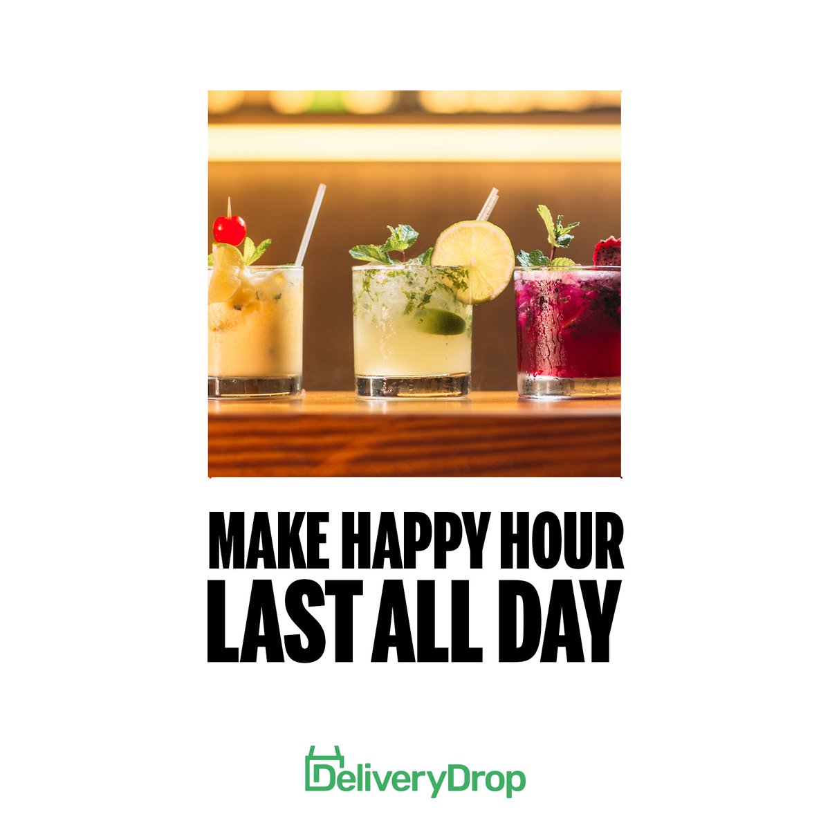 DeliveryDrop1's tweet photo. Forget Happy Hour, it's Happy Day! 🍹

Celebrate #WorldCocktailDay, Get your drinks delivered with us! 🍾

Download the app now! 👇🏼
https://t.co/8h7rM6wQAP https://t.co/Mu06gCmSkp