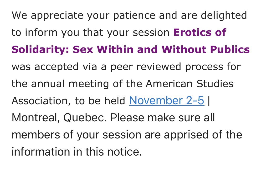 MargotDWeiss's tweet photo. It will be a fun time in Montreal with @anticyclical Tyler Carson Sarah Luna @TheFunFury and @shakaz23 for @AmerStudiesAssn ! On the 25th anniversary of “Sex in Public” (which I still assign in like every class I teach). https://t.co/a8whKWBGFc