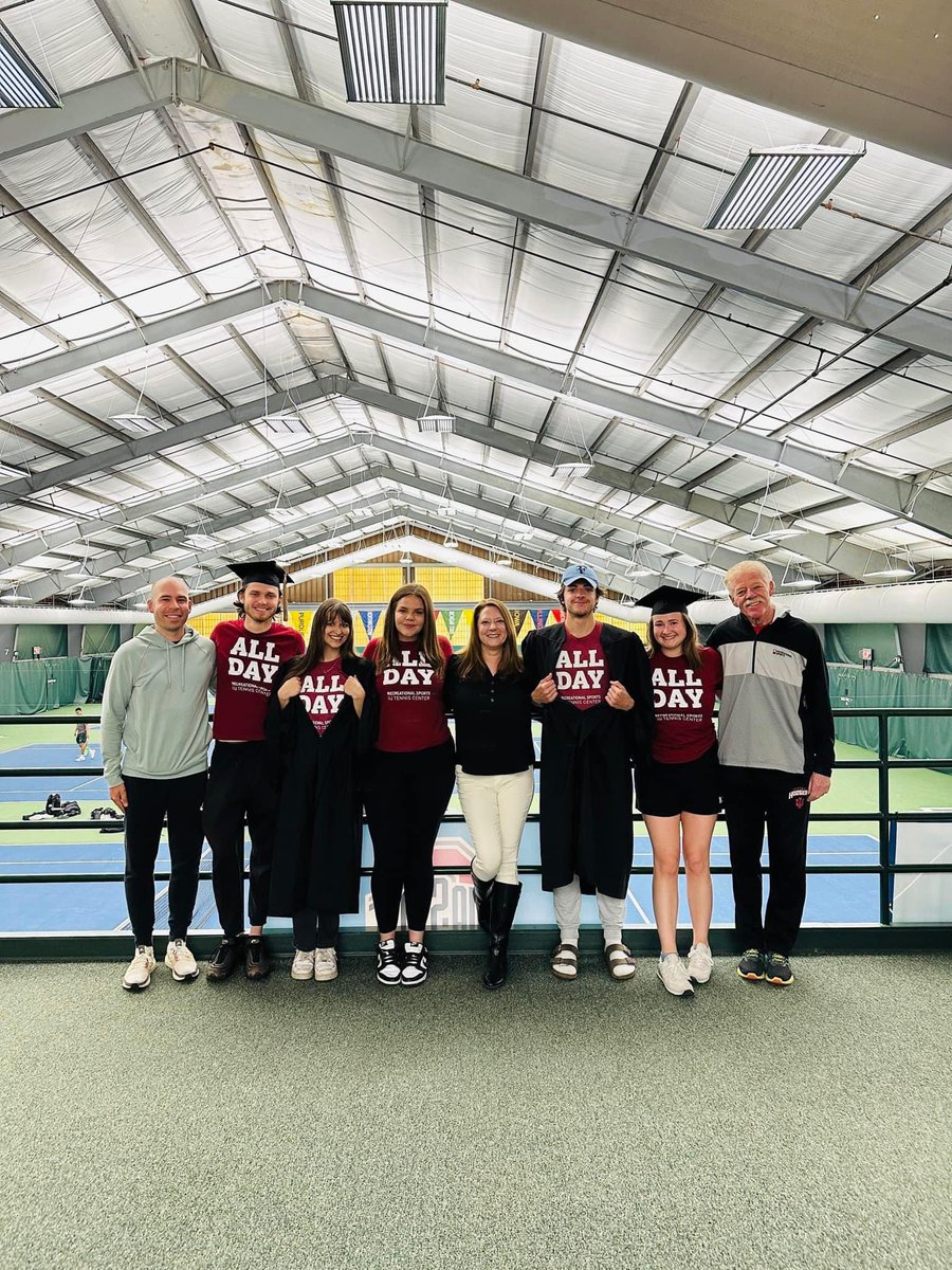 IUTennisCenter's tweet photo. Adding more pitch-fork shaped holes to our hearts but sending them off with good memories and new friendships. Congratulations, class of 2023. You’ll always be home when you visit. We are very proud of you. - ALL DAY 🎓❤️🤍 #2023 https://t.co/JHLbJJ06lj