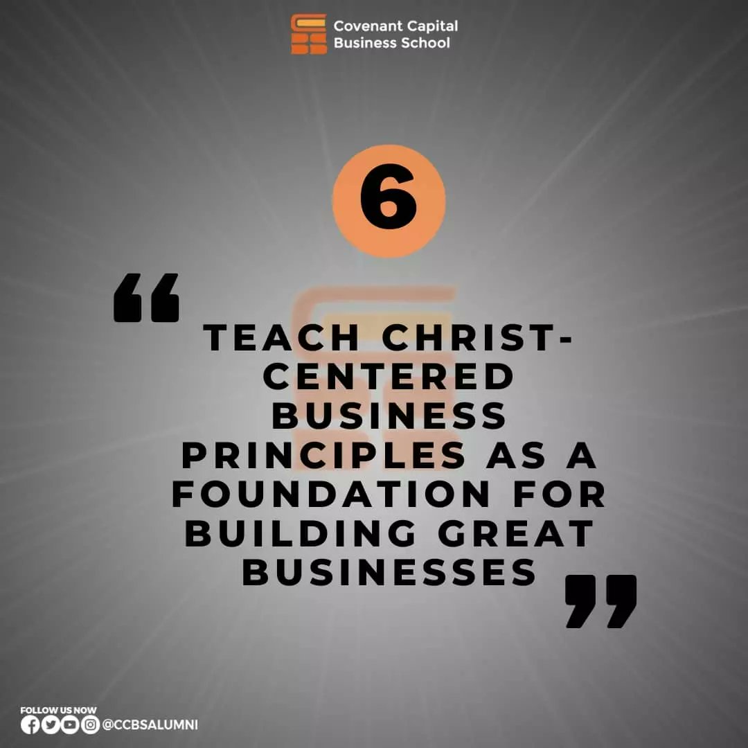 ccbsalumni's tweet photo. 6. Teach Christ-centered business principles as a foundation for building great businesses.
#ccbs
#ccbsalumni
#covenantcapital
#goalsandobjectives https://t.co/VJlsDk7kYr