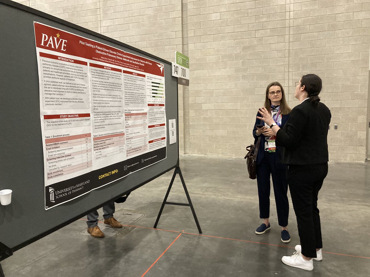 juliaslejko's tweet photo. Super proud of @UMB_PHSRxHealth  @UMBGradSchool @umsop students Salome Ricci and Yun-Yi Pan for their successful poster sessions at #ISPORAnnual presenting their research on COPD patient preferences and real-world evidence. #WomeninHEOR @UMB_ISPOR @UMSOP_P_SHOR https://t.co/KYZZJZYCQM