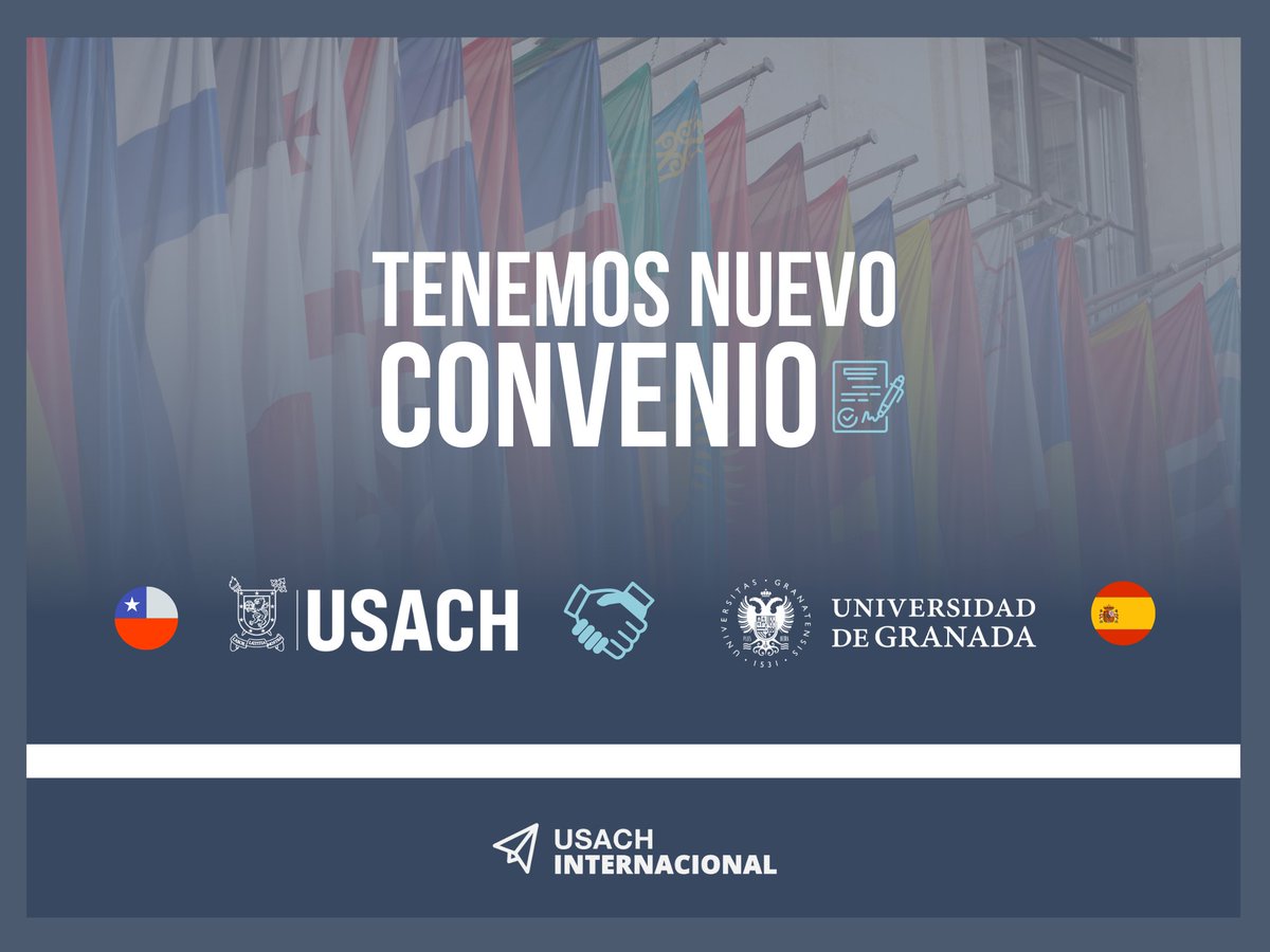 ¡Tenemos nuevo convenio! Desde el Departamento de Relaciones Internacionales e Interuniversitarias (DRII) nos complace anunciar un nuevo acuerdo con la Universidad de Granada (España).

#usachinternacional #somosusach #ugr