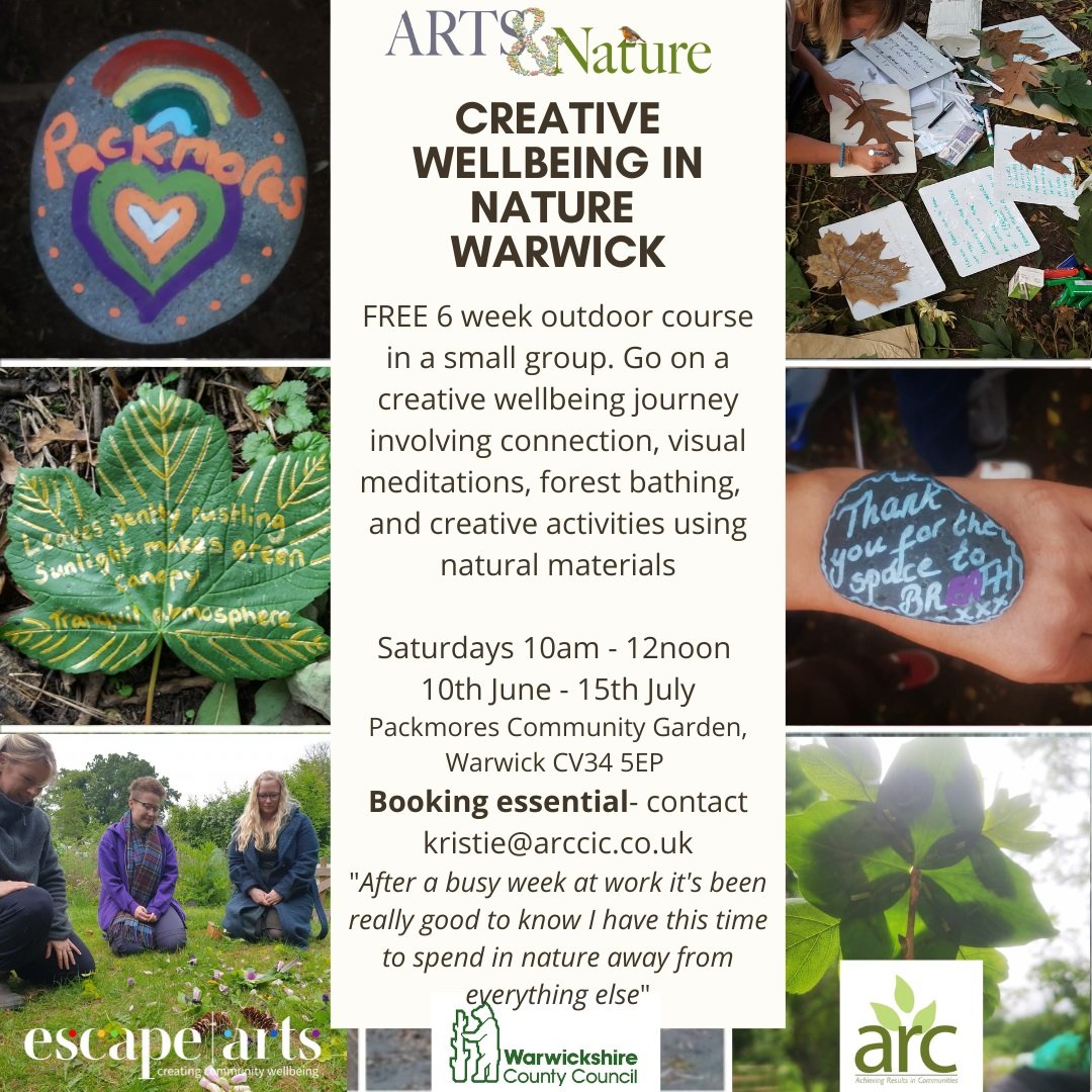 arccic (@arccic) on Twitter photo Booking now open for our FREE Creative #Wellbeing in Nature course. This takes place on Saturday mornings in #warwick so if you are working during the week - this could be for you! Enquries via Kristie@arccic.co.uk <a href="/Escape_Arts/">Escape Arts</a> <a href="/RecoveryAcadem2/">Recovery & Wellbeing Academy</a> Booking now open for our FREE Creative #Wellbeing in Nature course. This takes place on Saturday mornings in #warwick so if you are working during the week - this could be for you! Enquries via Kristie@arccic.co.uk <a href="/Escape_Arts/">Escape Arts</a> <a href="/RecoveryAcadem2/">Recovery & Wellbeing Academy</a>