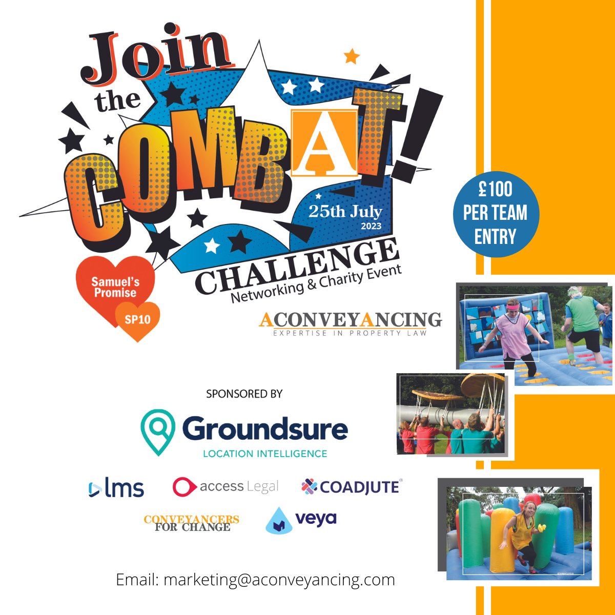 Is your law firm looking for the perfect team-building/networking event?

Register a team of 5 people, to take part in the"Combat Challenge"

✅Raise funds for Samuel's Promise
✅ Network with the industry
✅ Enjoy an action-packed day

Enter:
bit.ly/42H44Jo