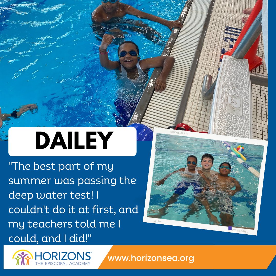 EAHorizons's tweet photo. One of the best part of the Horizons at EA summer program? Learning to Swim!! Want to support students like Daily during our 2023 summer program? Join us for Horizons Giving Day next Wednesday, May 17th 🌟 https://t.co/bee2vxayTs https://t.co/KCsWhQbMYM