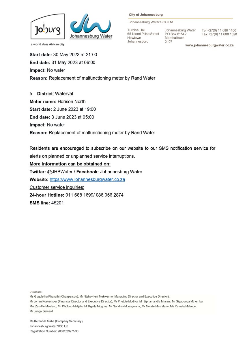 Johannesburg Water tweet media