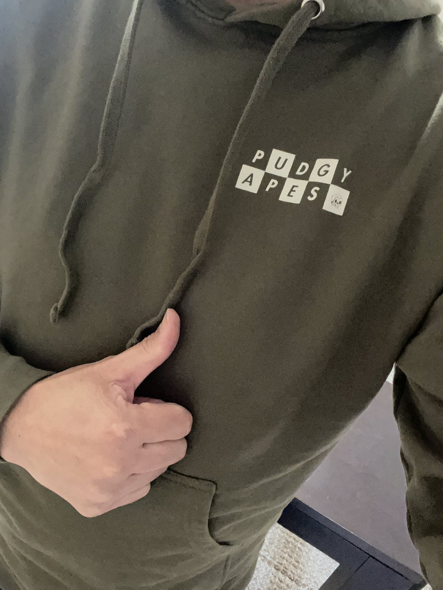 mabino_ds's tweet photo. repping my new green from @PudgyApes . @LeftLost4 sent me a whole new set.  the team at @FunkPalaceCo keep building https://t.co/RF4d012UZG