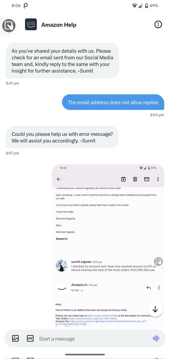sumsajwan's tweet photo. @AmazonHelp 's unusual service for its prime customers https://t.co/jGX8OY4Jb5